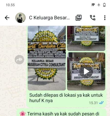 Pengiriman Papan Bunga Duka Tambakmas Kebon Sari